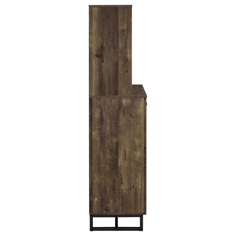 Mendoza 2-door Wine Cabinet Rustic Oak Herringbone and Gunmetal