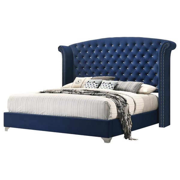 Melody Eastern King Wingback Upholstered Bed Pacific Blue image