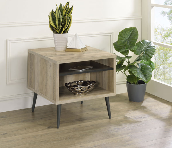 Welsh Square Engineered Wood End Table With Shelf Antique Pine and Grey image