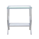Saide Square End Table with Mirrored Shelf Chrome