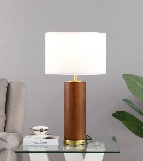 Aziel Drum Shade Bedside Table Lamp Cappuccino and Gold image