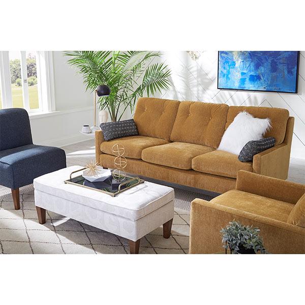TREVIN COLLECTION LEATHER STATIONARY SOFA W/2 PILLOWS- S38BGLU