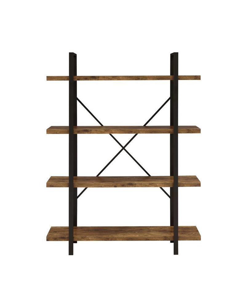 Cole 4-Shelf Bookcase Antique Nutmeg and Black