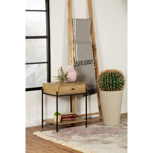 Declan 1-drawer Accent Table with Open Shelf Natural Mango and Black image